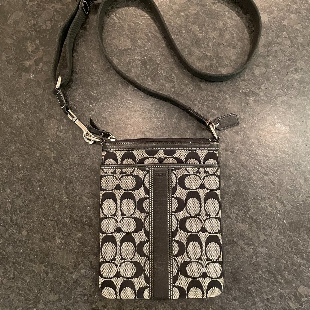 COACH crossbody bag in black and gray signature fabric